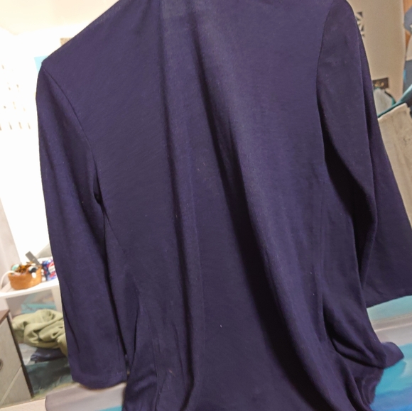 Lot of 2, soft, long sleeve women's cardigans, size large, teal & navy blue - Picture 7 of 9